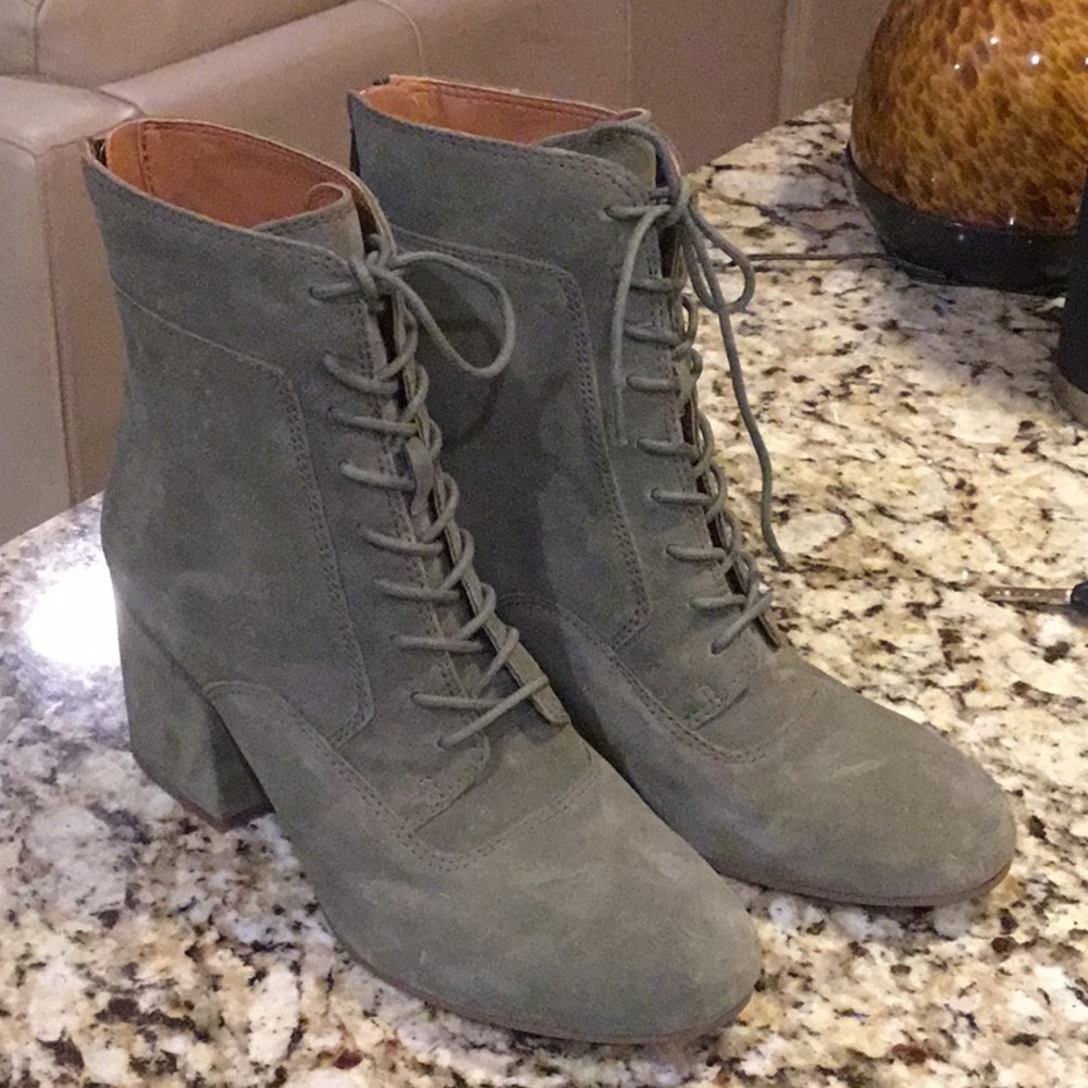 Franco Sarto sage suede lace up heeled boots
